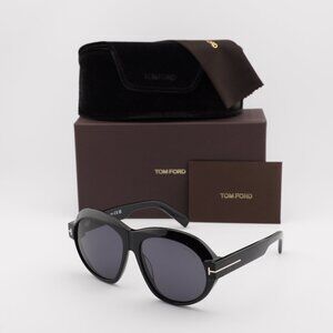Tom Ford Inger FT1113 01A Geometric Sunglasses - Black/Smoke